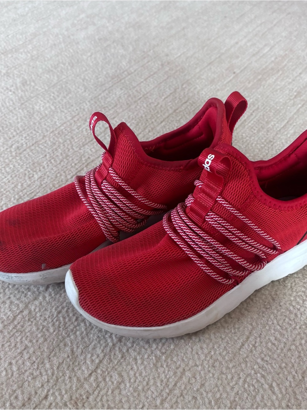 adidas Red Kids Slip-On Athletic Sneakers with White Sole - Picture 6 of 8